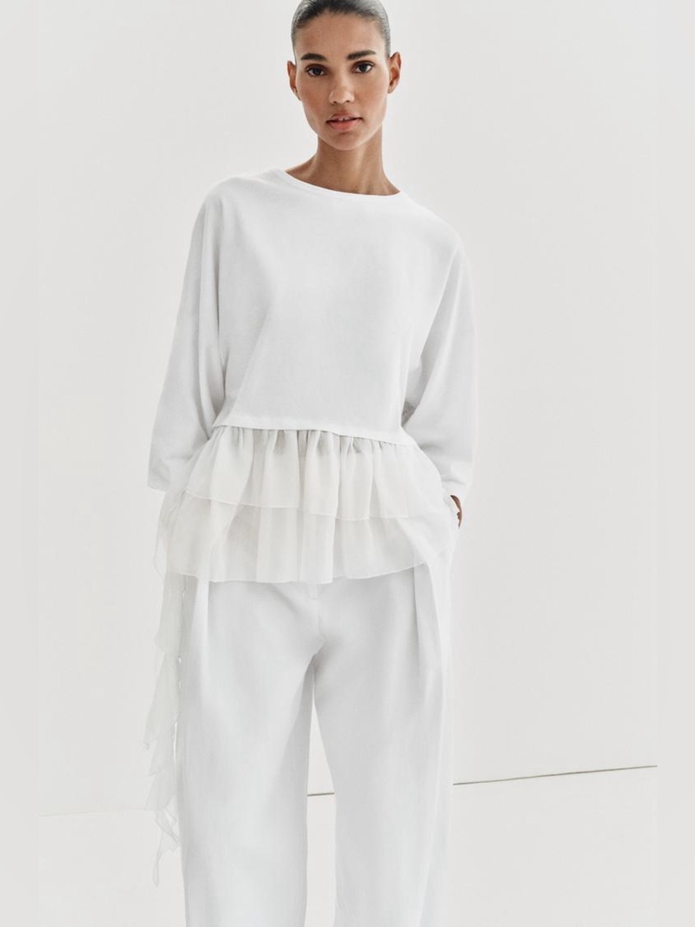 ZARA COMBINATION RUFFLE TOP - Picture 4 of 10
